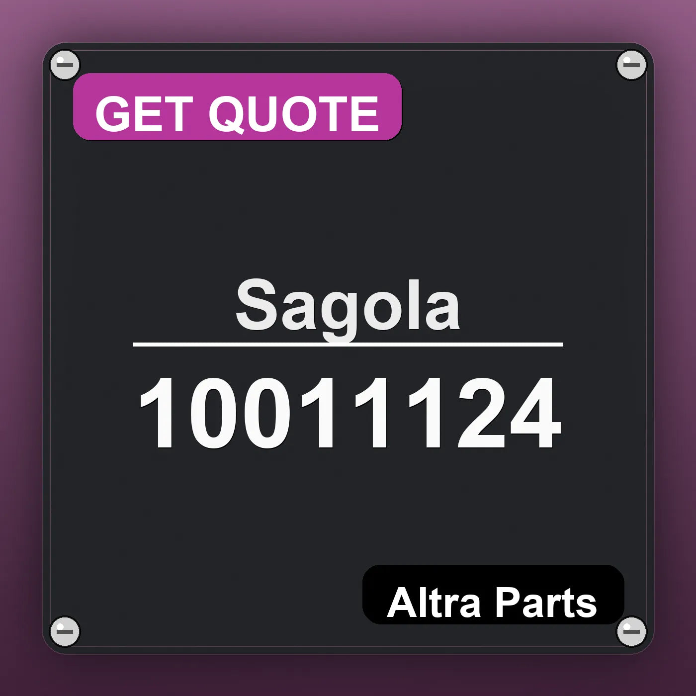 Sagola 10011124 industrial nameplate style image – Altra Parts. GET QUOTE.