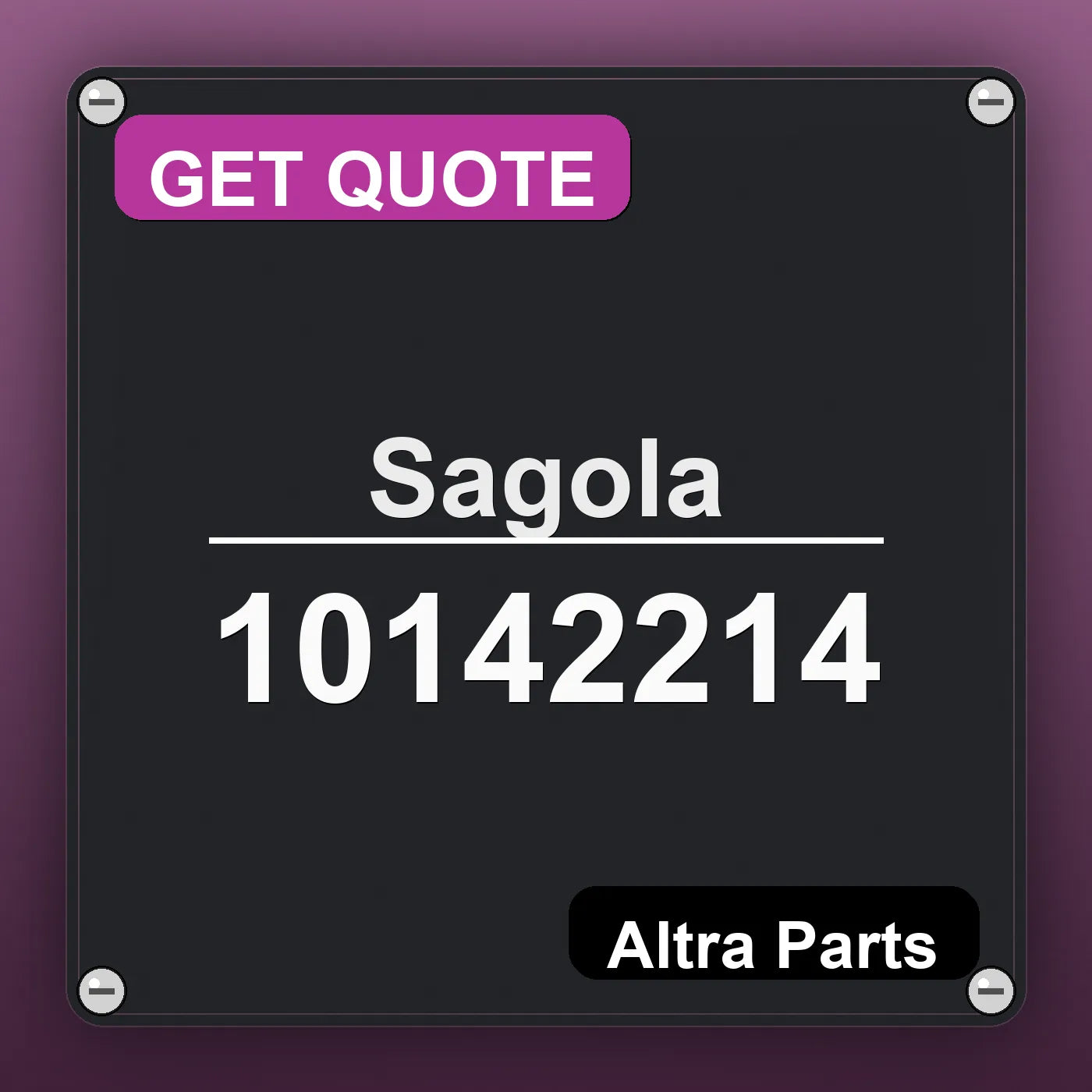 Sagola 10142214 industrial nameplate style image – Altra Parts. GET QUOTE.
