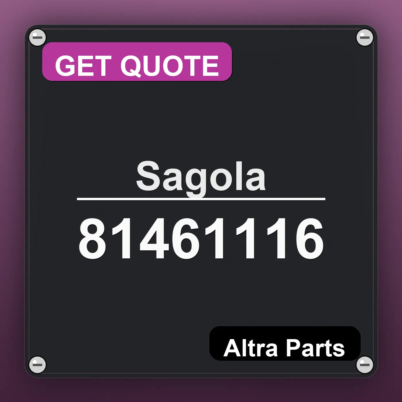 Sagola 81461116 industrial nameplate style image – Altra Parts. GET QUOTE.