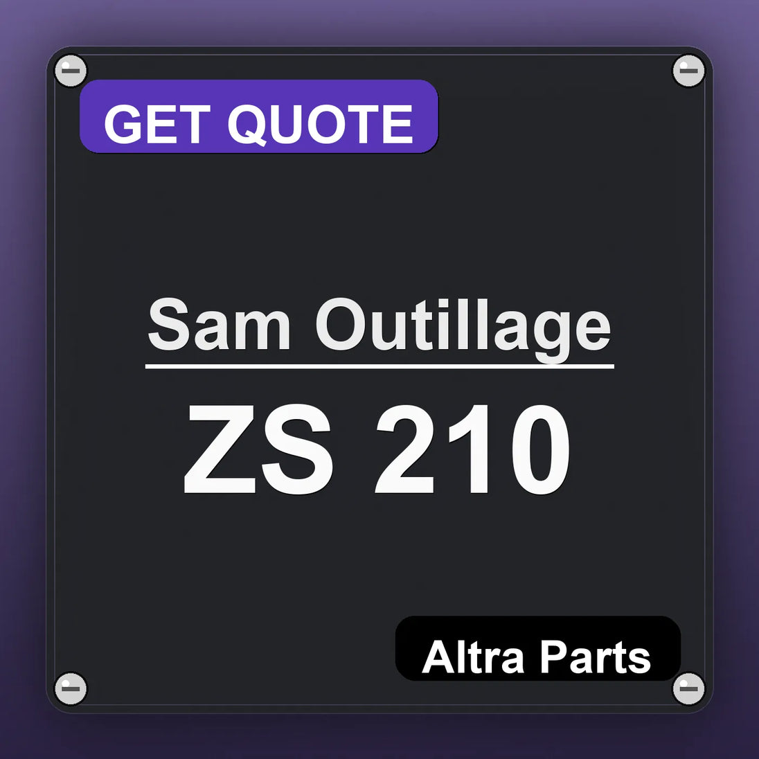 Sam Outillage ZS 210 industrial nameplate style image – Altra Parts. GET QUOTE.