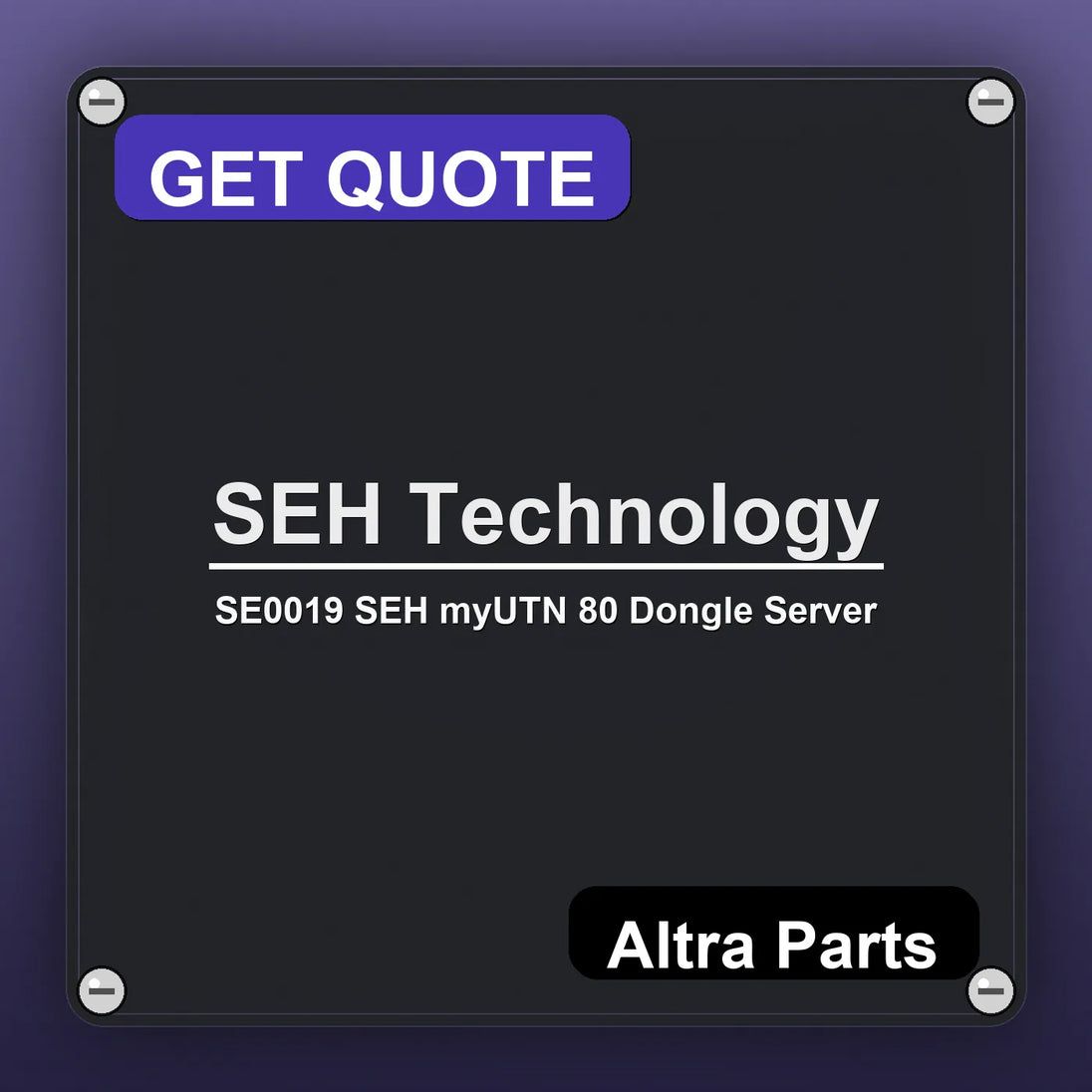 SEH Technology SE0019 SEH myUTN 80 Dongle Server industrial nameplate style image – Altra Parts. GET QUOTE.