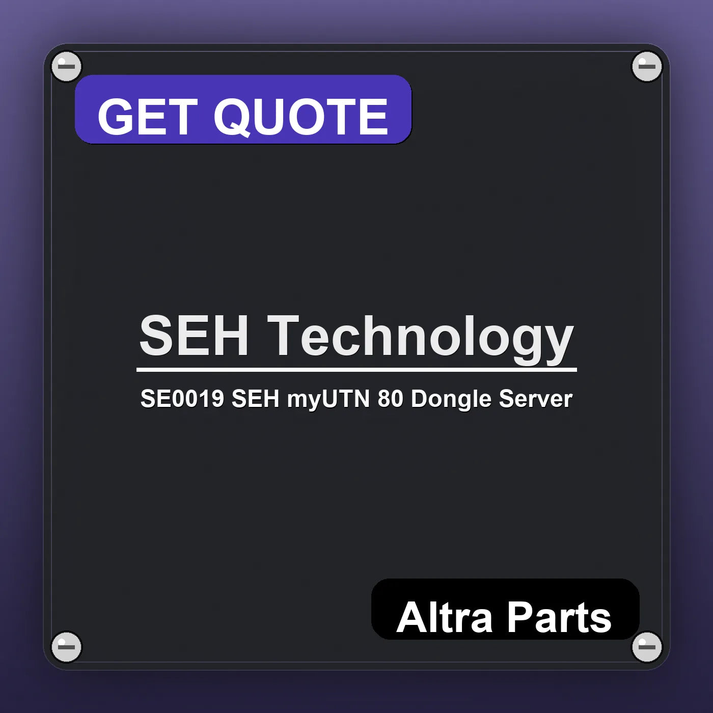 SEH Technology SE0019 SEH myUTN 80 Dongle Server industrial nameplate style image – Altra Parts. GET QUOTE.