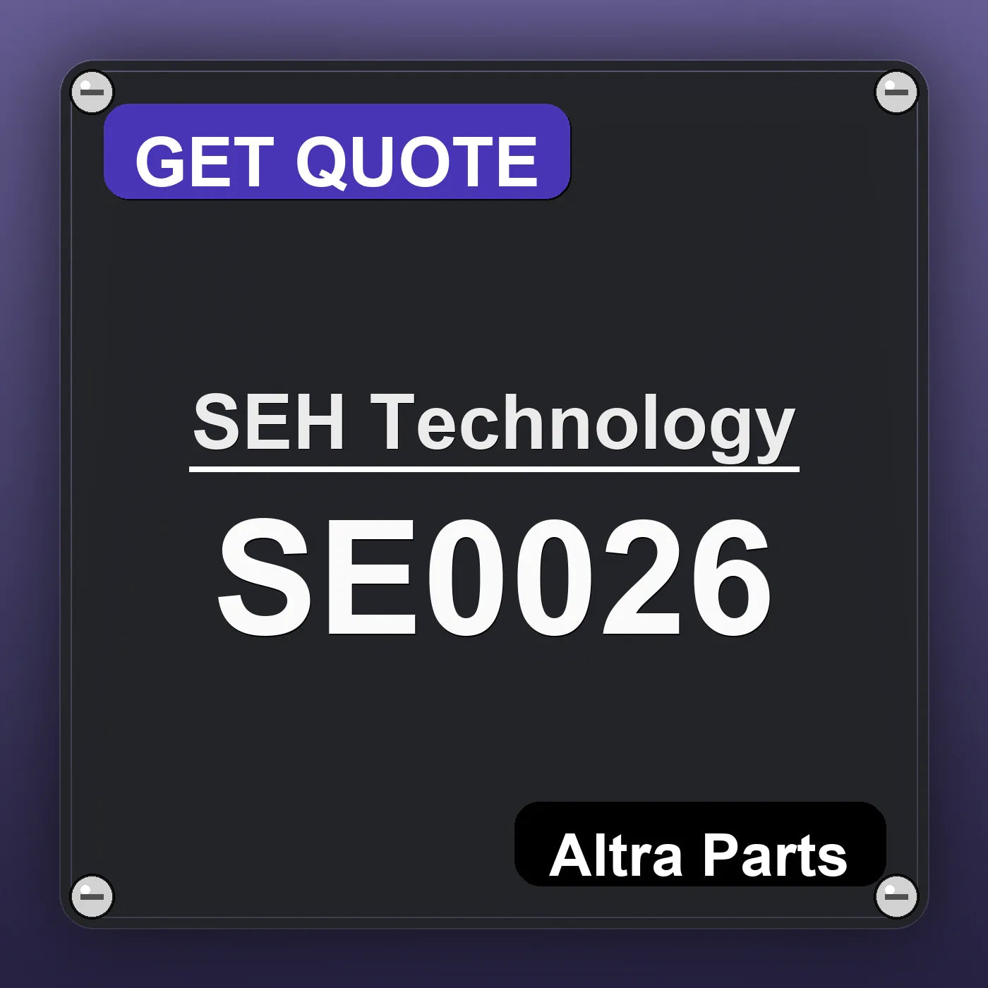 SEH Technology SE0026 industrial nameplate style image – Altra Parts. GET QUOTE.