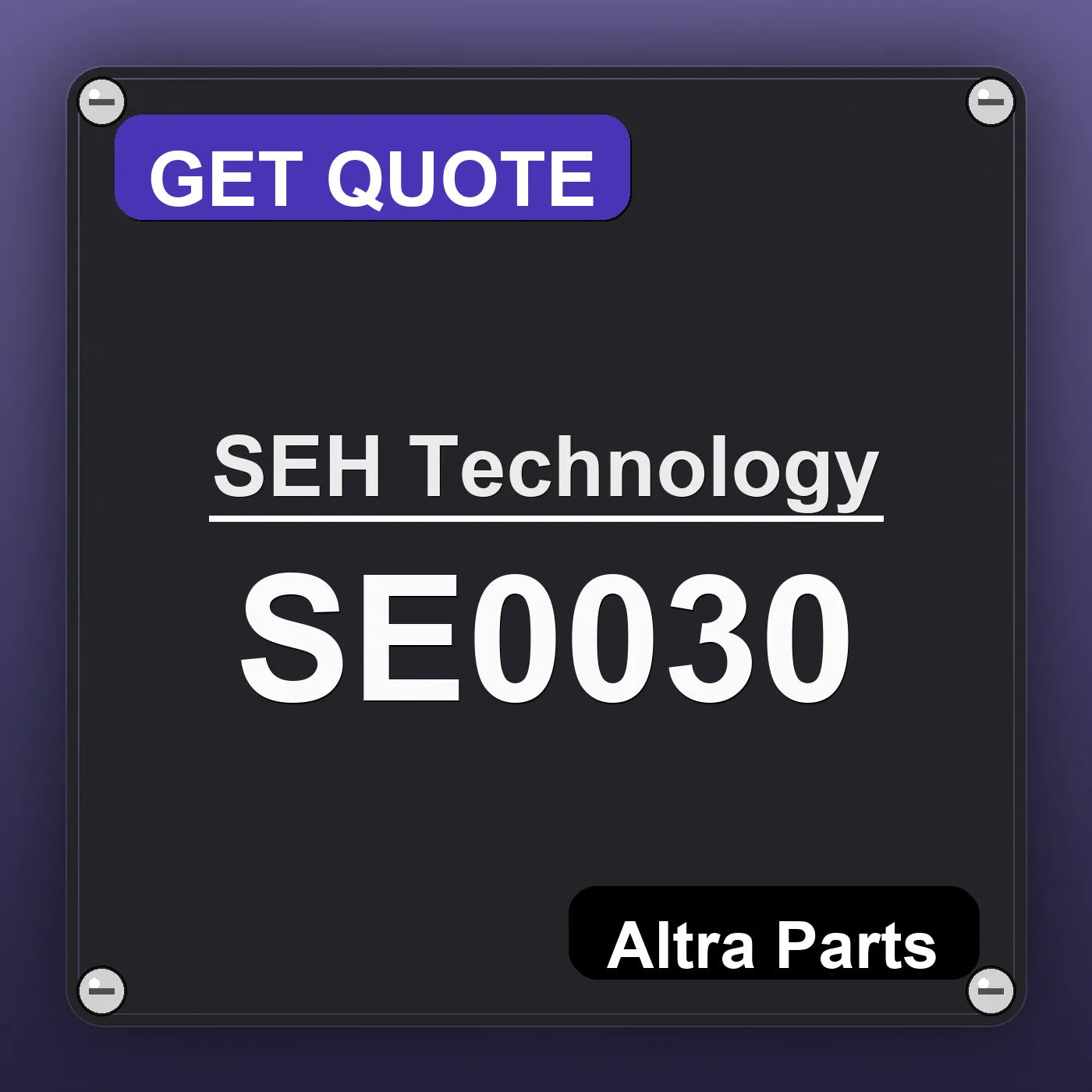 SEH Technology SE0030 industrial nameplate style image – Altra Parts. GET QUOTE.