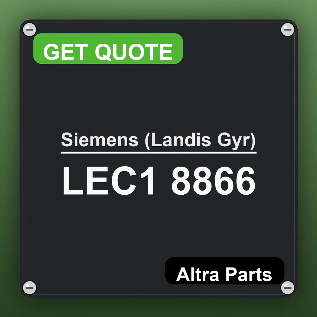Siemens (Landis Gyr) LEC1 8866 industrial nameplate style image – Altra Parts. GET QUOTE.