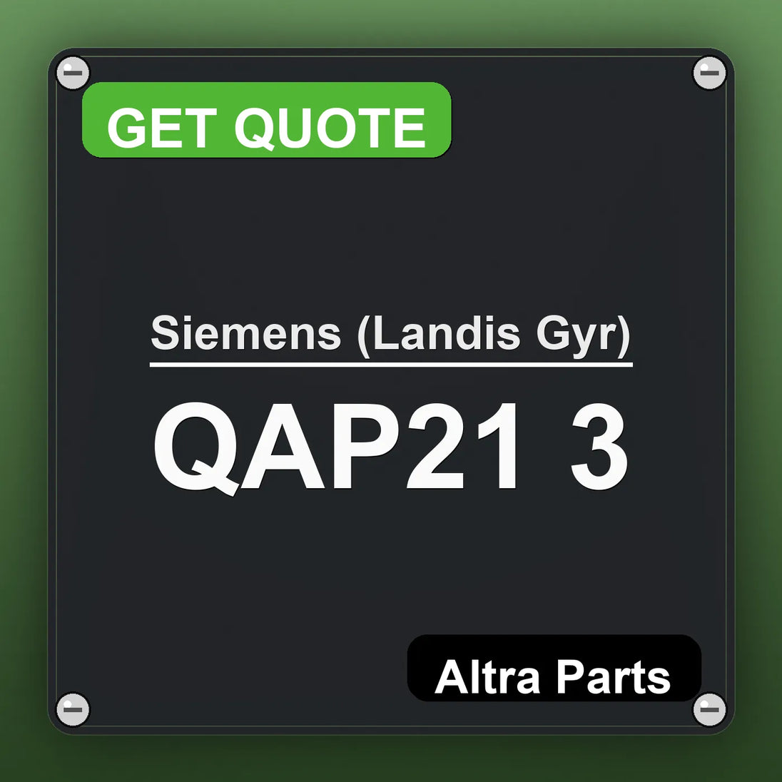 Siemens (Landis Gyr) QAP21 3 industrial nameplate style image – Altra Parts. GET QUOTE.