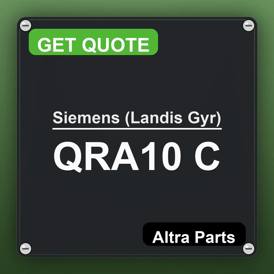 Siemens (Landis Gyr) QRA10 C industrial nameplate style image – Altra Parts. GET QUOTE.