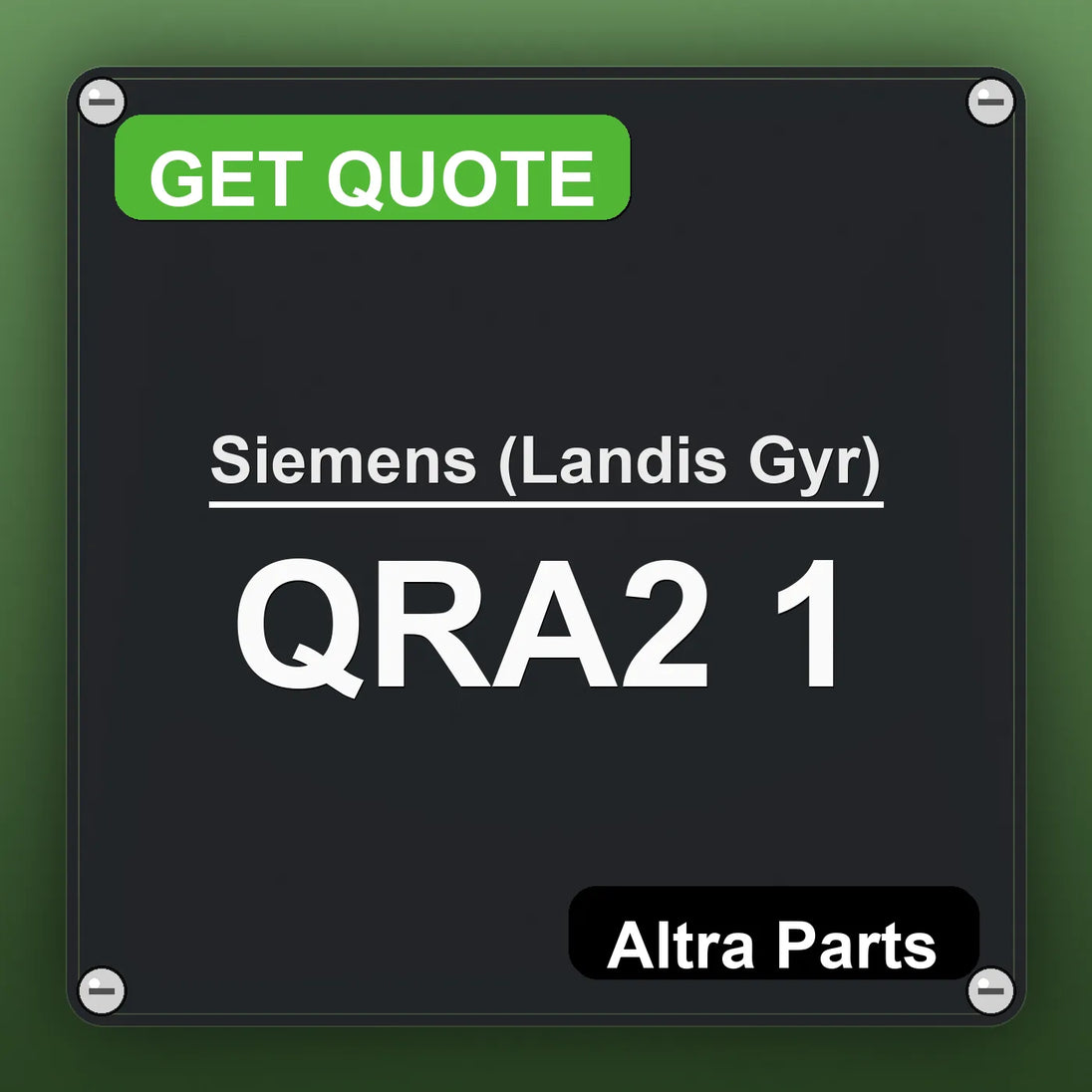 Siemens (Landis Gyr) QRA2 1 industrial nameplate style image – Altra Parts. GET QUOTE.