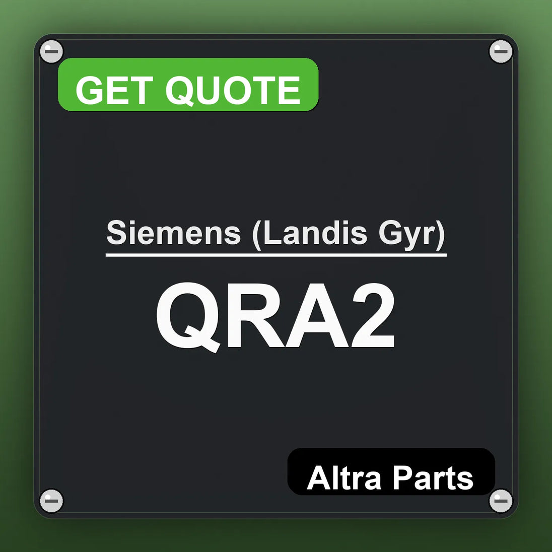 Siemens (Landis Gyr) QRA2 industrial nameplate style image – Altra Parts. GET QUOTE.