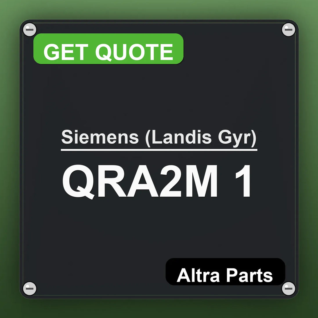Siemens (Landis Gyr) QRA2M 1 industrial nameplate style image – Altra Parts. GET QUOTE.