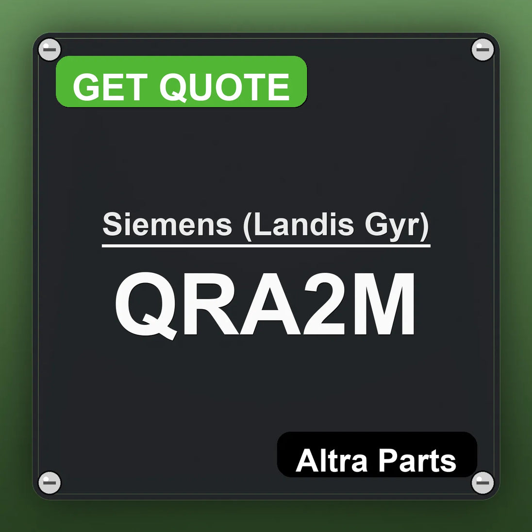 Siemens (Landis Gyr) QRA2m industrial nameplate style image – Altra Parts. GET QUOTE.