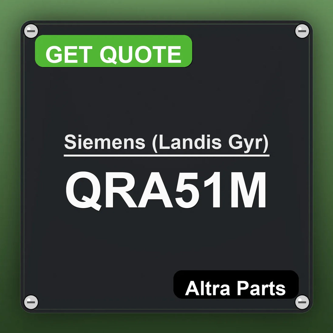 Siemens (Landis Gyr) QRA51M industrial nameplate style image – Altra Parts. GET QUOTE.