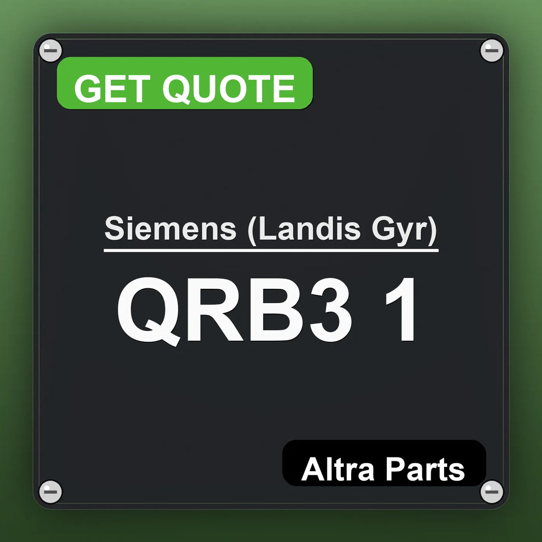 Siemens (Landis Gyr) QRB3 1 industrial nameplate style image – Altra Parts. GET QUOTE.