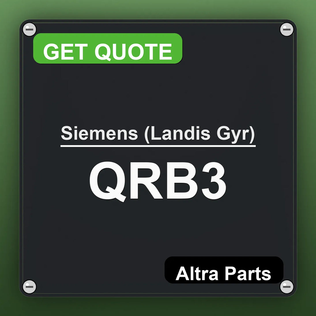 Siemens (Landis Gyr) QRB3 industrial nameplate style image – Altra Parts. GET QUOTE.