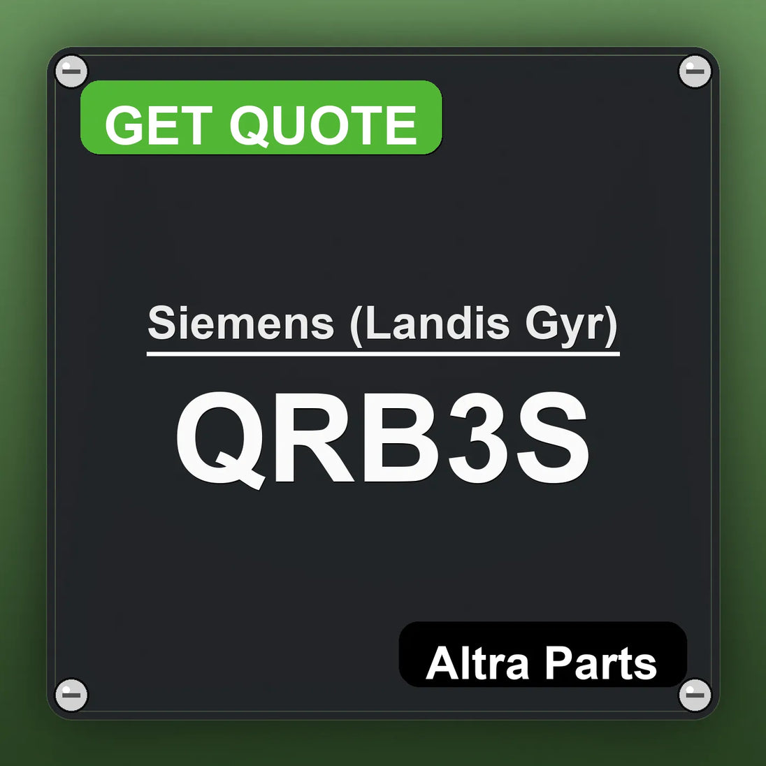 Siemens (Landis Gyr) QRB3S industrial nameplate style image – Altra Parts. GET QUOTE.