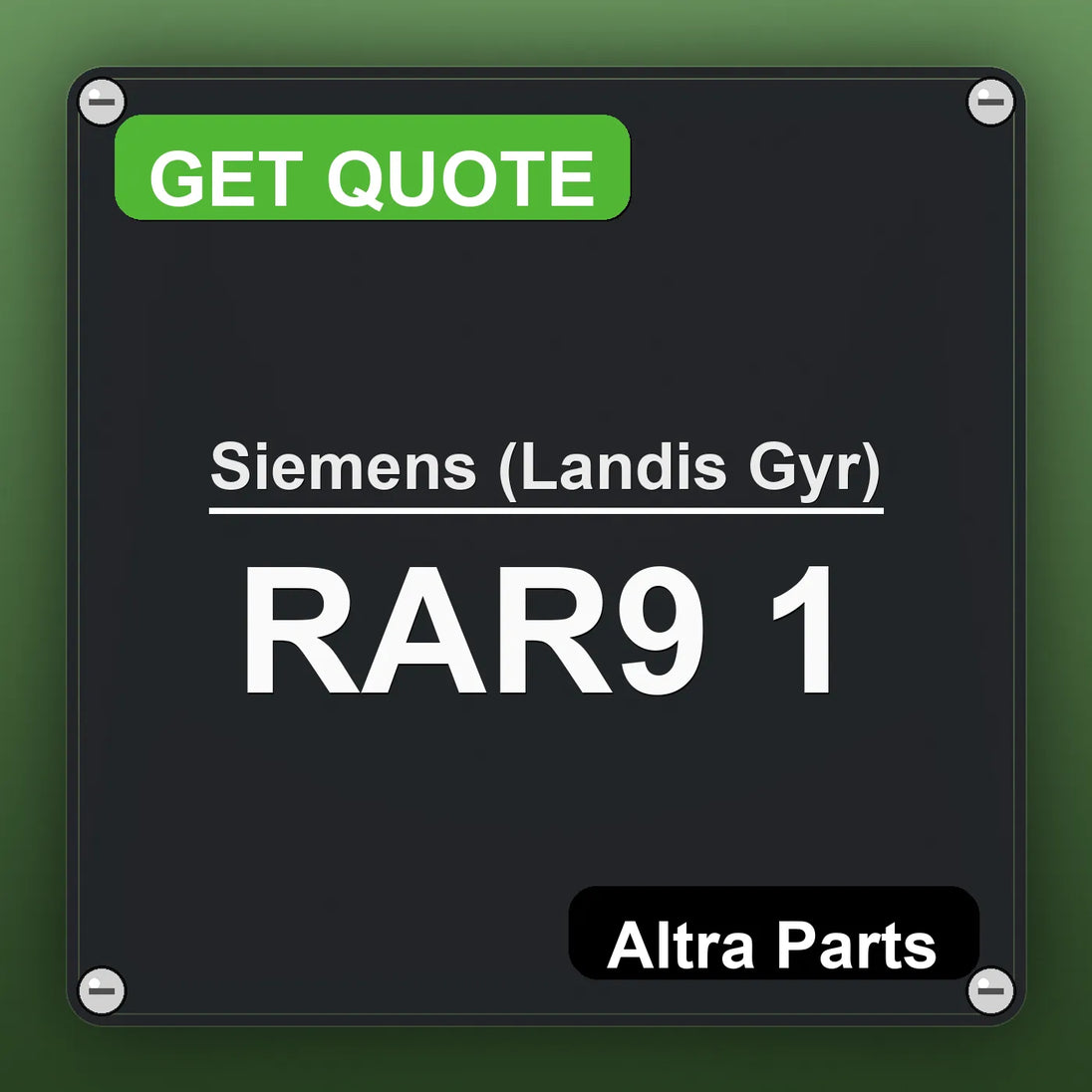Siemens (Landis Gyr) RAR9 1 industrial nameplate style image – Altra Parts. GET QUOTE.
