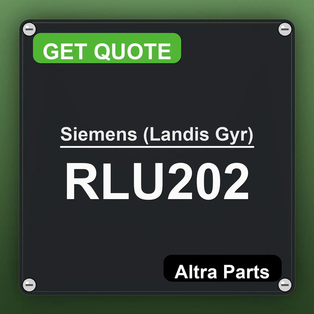 Siemens (Landis Gyr) RLU202 industrial nameplate style image – Altra Parts. GET QUOTE.