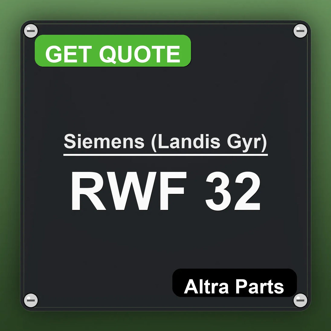 Siemens (Landis Gyr) RWF 32 industrial nameplate style image – Altra Parts. GET QUOTE.
