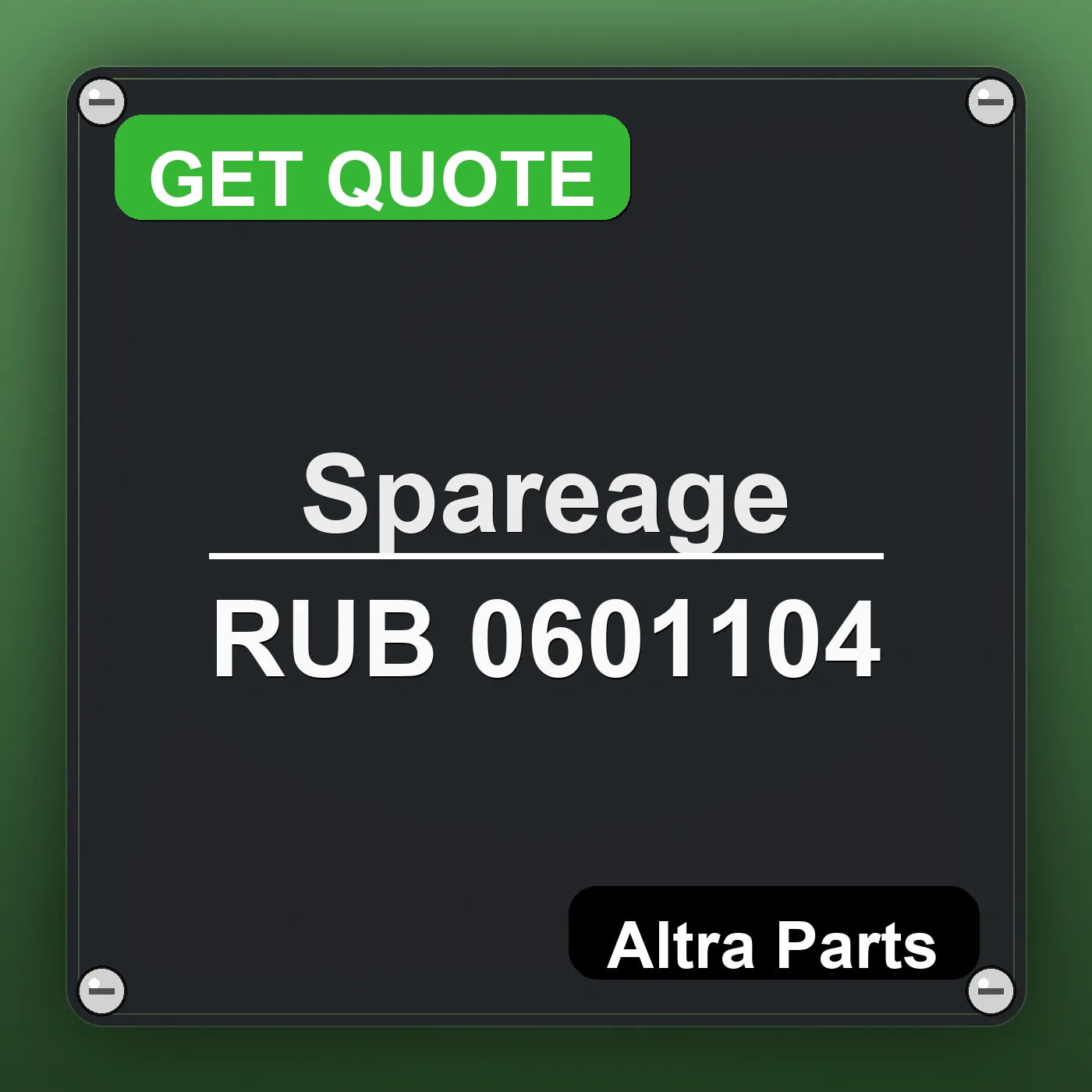Spareage RUB 0601104 industrial nameplate style image – Altra Parts. GET QUOTE.