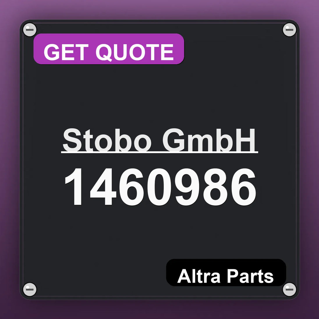 Stobo GmbH 1460986 industrial nameplate style image – Altra Parts. GET QUOTE.