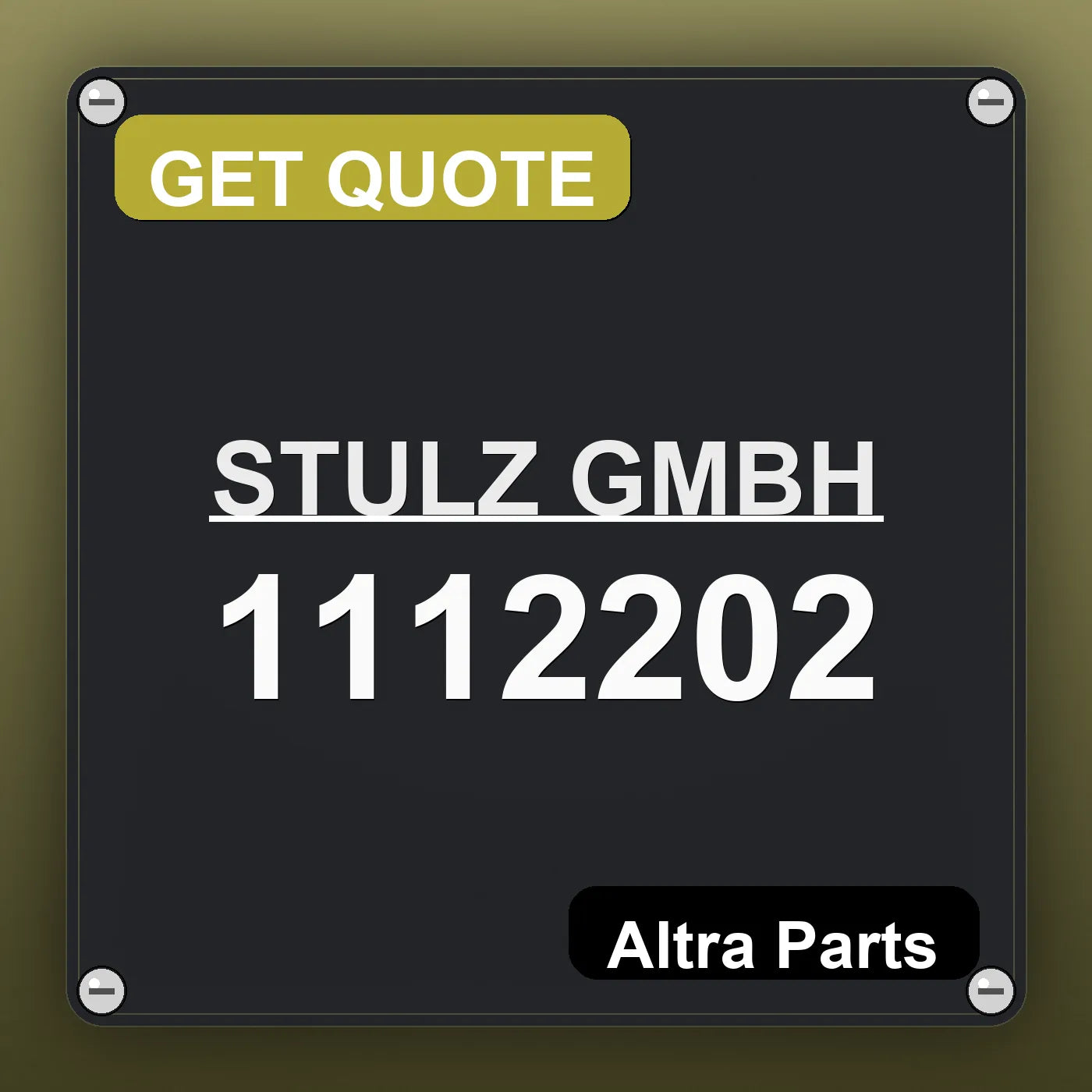 STULZ GMBH 1112202 industrial nameplate style image – Altra Parts. GET QUOTE.
