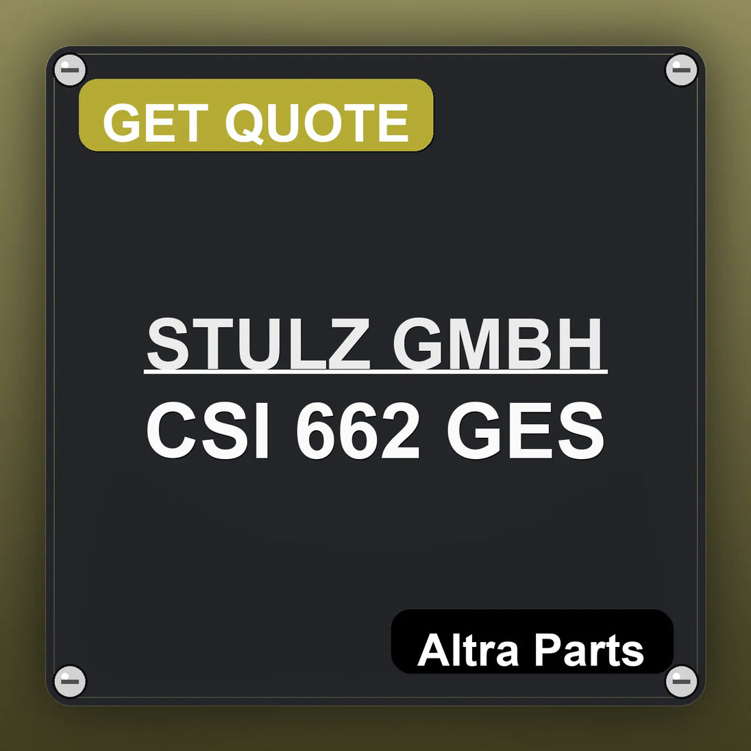 STULZ GMBH CSI 662 GES industrial nameplate style image – Altra Parts. GET QUOTE.