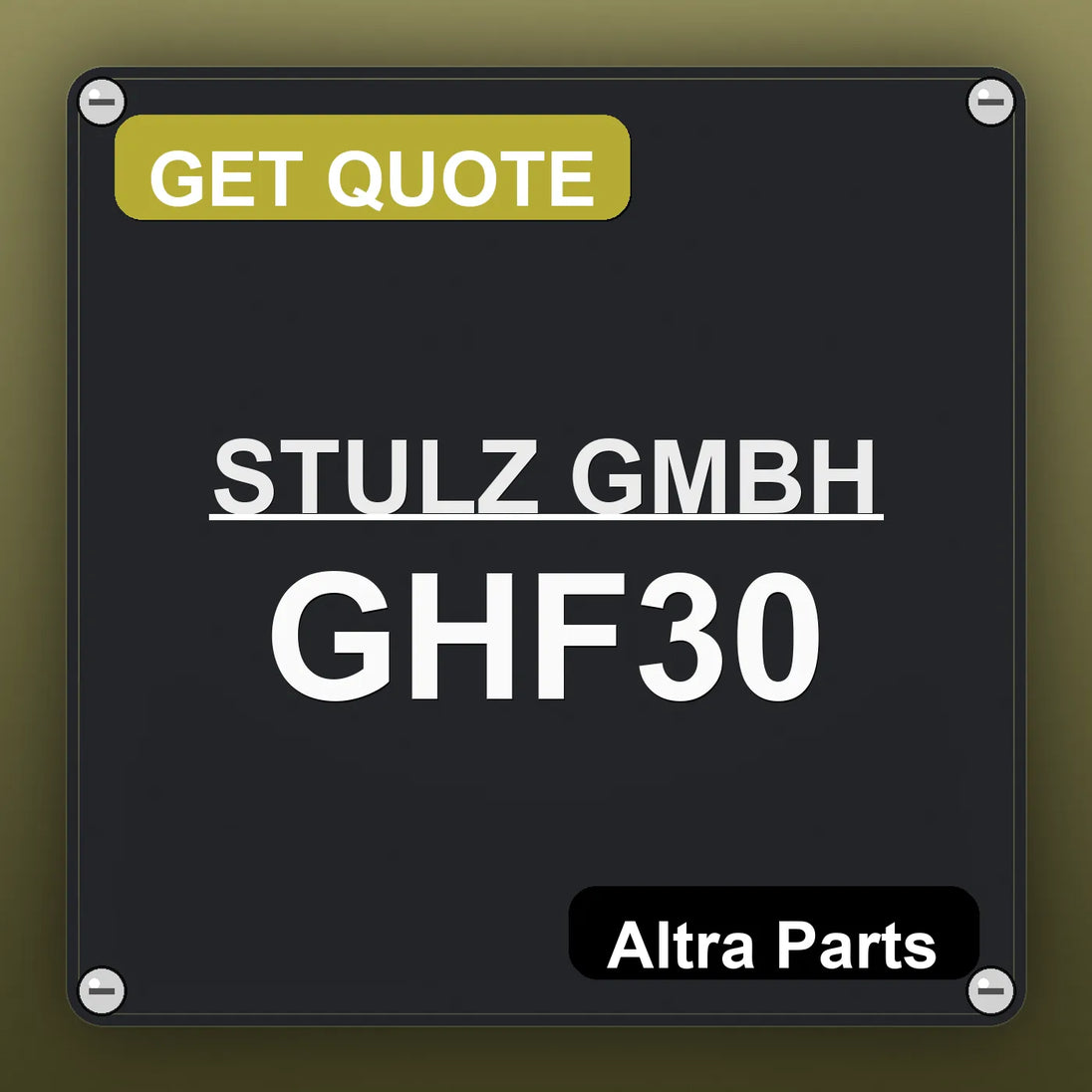 STULZ GMBH GHF30 industrial nameplate style image – Altra Parts. GET QUOTE.