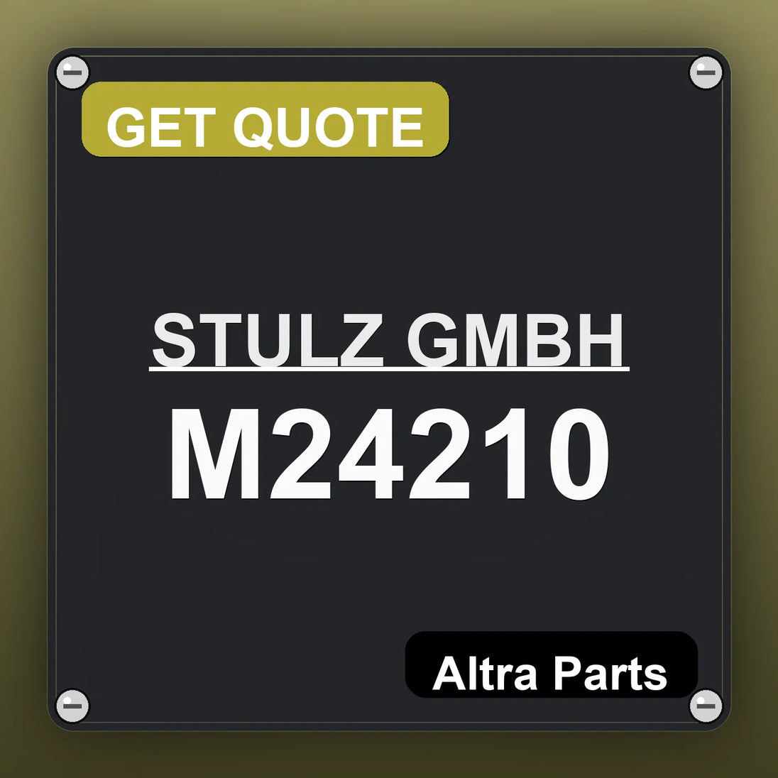STULZ GMBH M24210 industrial nameplate style image – Altra Parts. GET QUOTE.