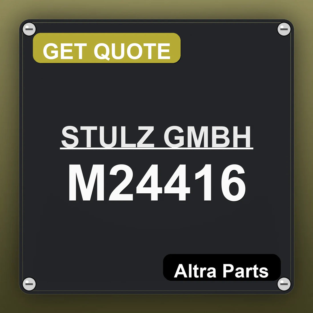 STULZ GMBH M24416 industrial nameplate style image – Altra Parts. GET QUOTE.