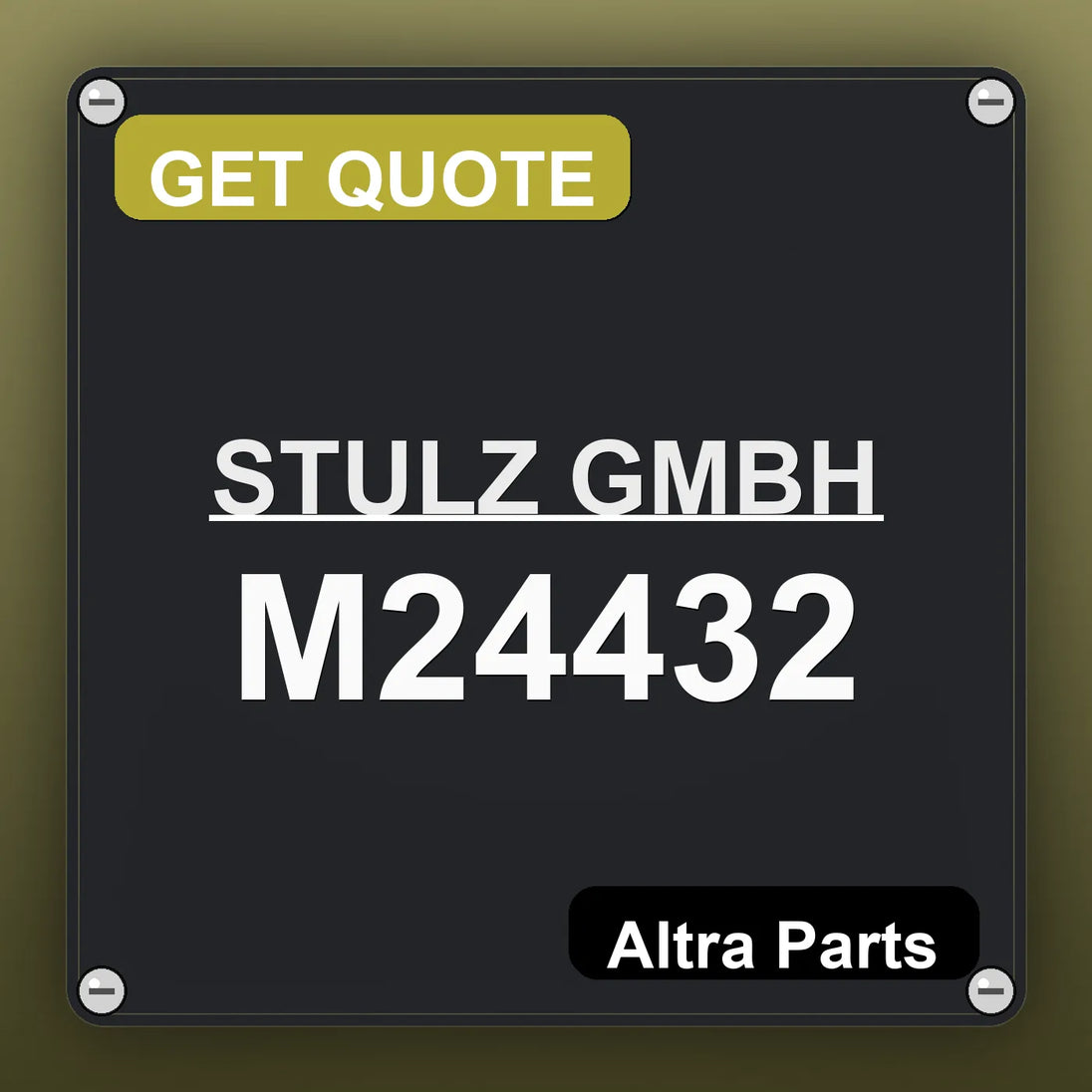 STULZ GMBH M24432 industrial nameplate style image – Altra Parts. GET QUOTE.