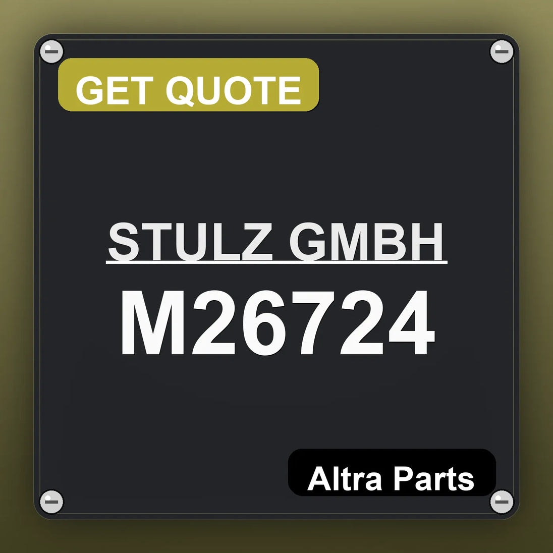 STULZ GMBH M26724 industrial nameplate style image – Altra Parts. GET QUOTE.