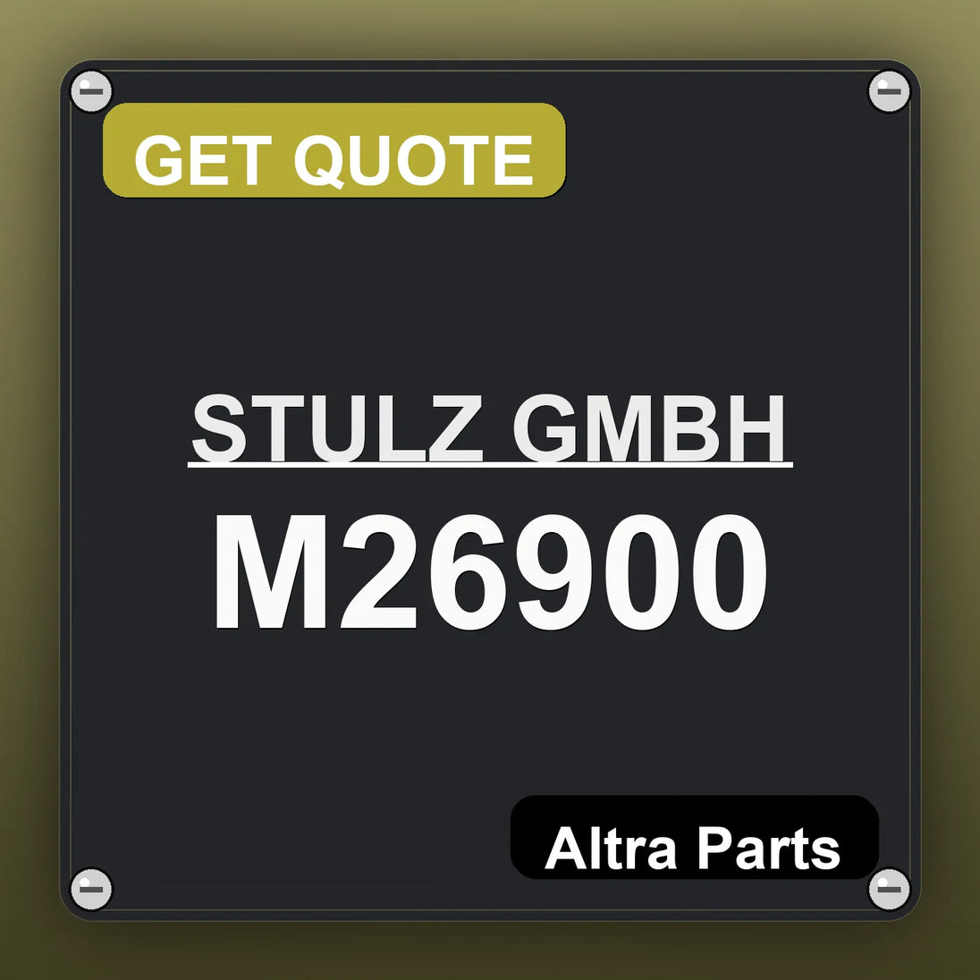 STULZ GMBH M26900 industrial nameplate style image – Altra Parts. GET QUOTE.