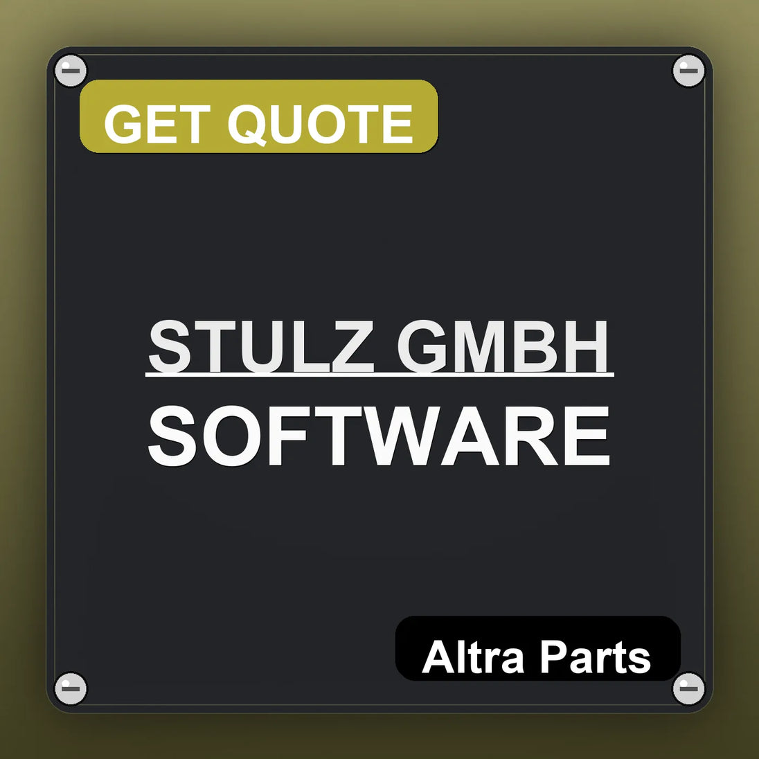 STULZ GMBH SOFTWARE industrial nameplate style image – Altra Parts. GET QUOTE.