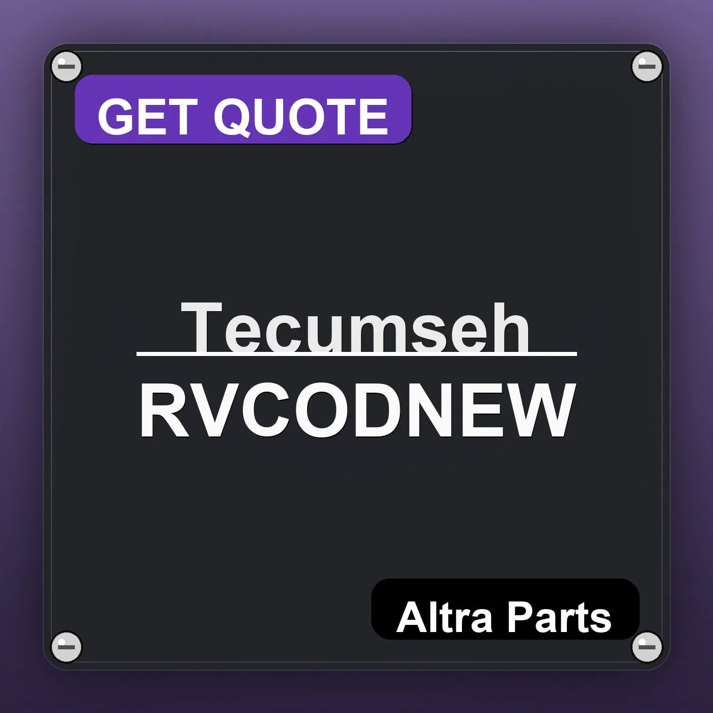Tecumseh RVCODNEW industrial nameplate style image – Altra Parts. GET QUOTE.