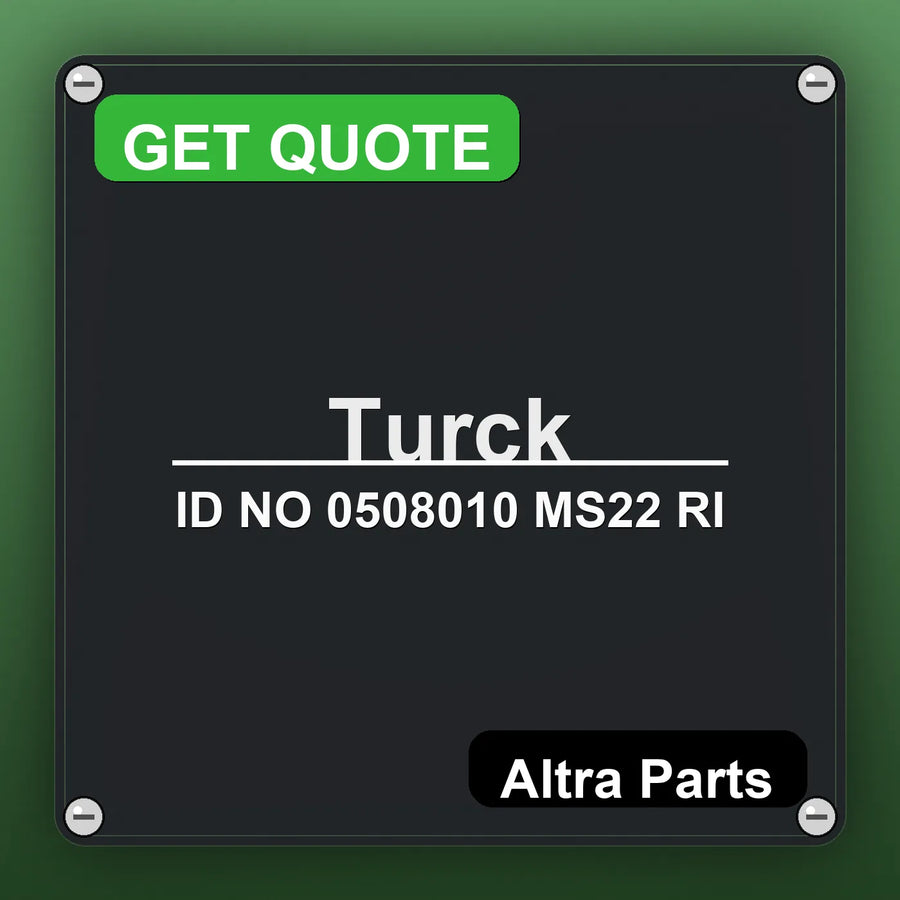 Turck ID NO 0508010 MS22 RI industrial nameplate style image – Altra Parts. GET QUOTE.