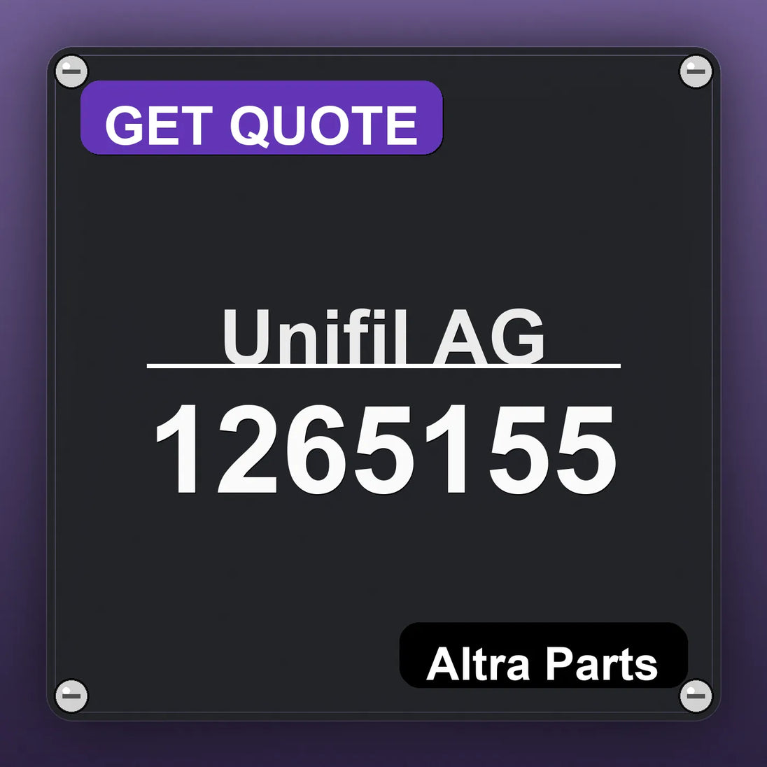 Unifil AG 1265155 industrial nameplate style image – Altra Parts. GET QUOTE.