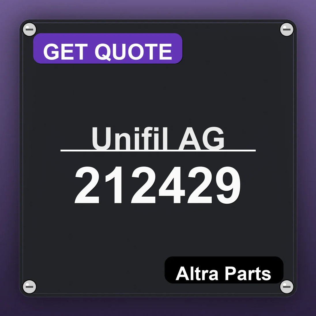 Unifil AG 212429 industrial nameplate style image – Altra Parts. GET QUOTE.