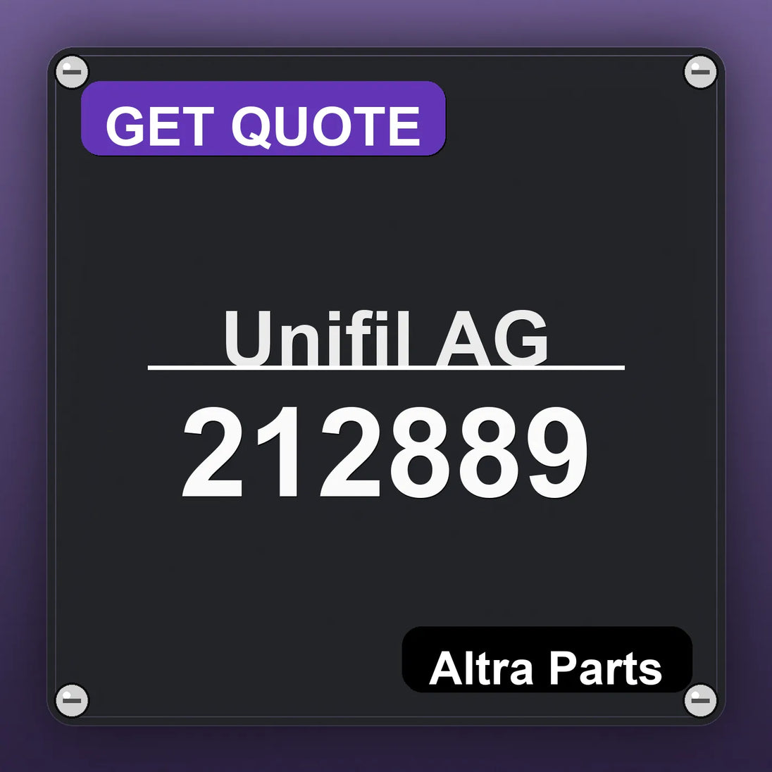 Unifil AG 212889 industrial nameplate style image – Altra Parts. GET QUOTE.