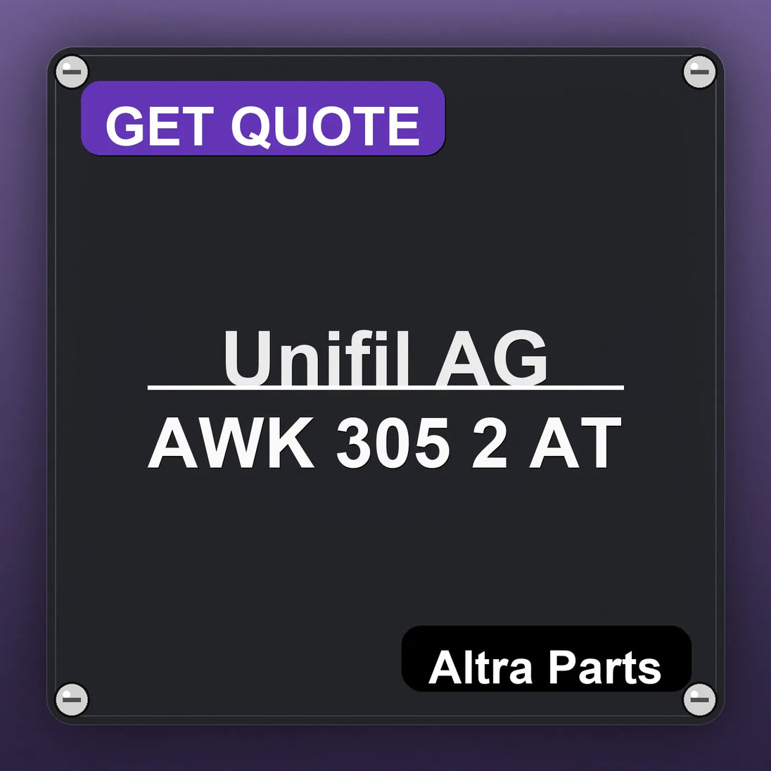 Unifil AG AWK 305 2 AT industrial nameplate style image – Altra Parts. GET QUOTE.