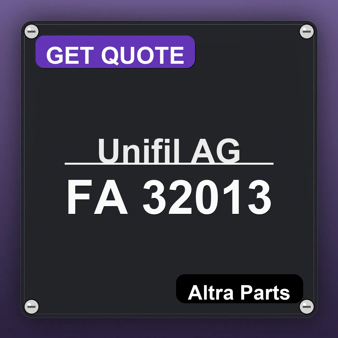 Unifil AG FA 32013 industrial nameplate style image – Altra Parts. GET QUOTE.