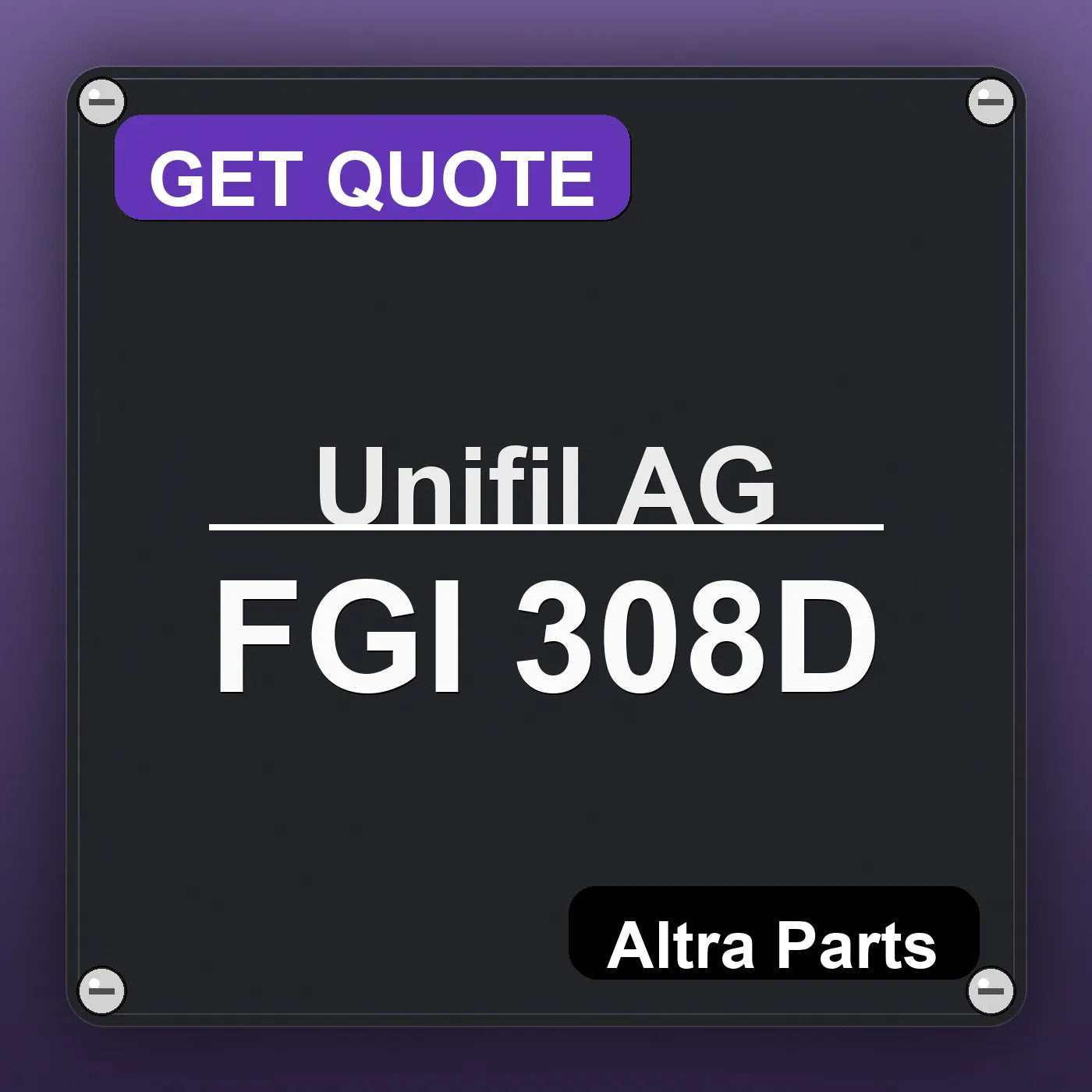 Unifil AG FGI 308D industrial nameplate style image – Altra Parts. GET QUOTE.