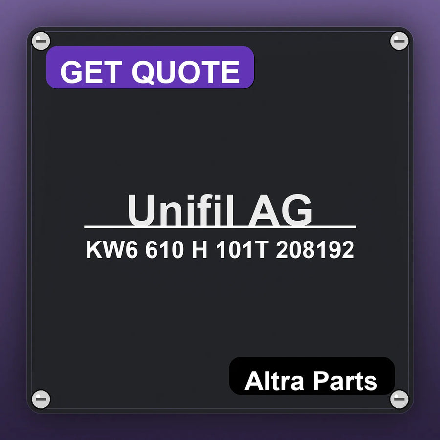 Unifil AG KW6 610 H 101T 208192 industrial nameplate style image – Altra Parts. GET QUOTE.