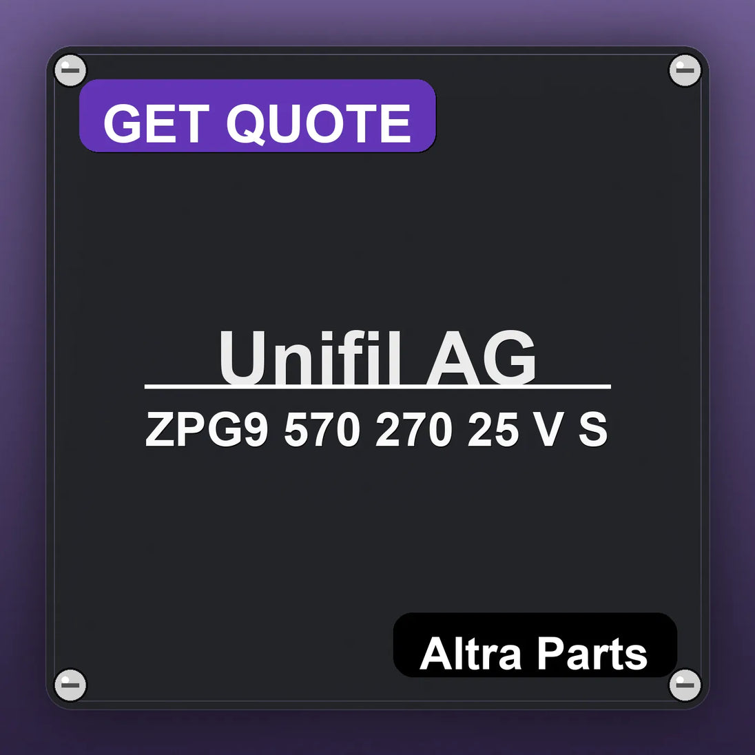 Unifil AG ZPG9 570 270 25 V S industrial nameplate style image – Altra Parts. GET QUOTE.