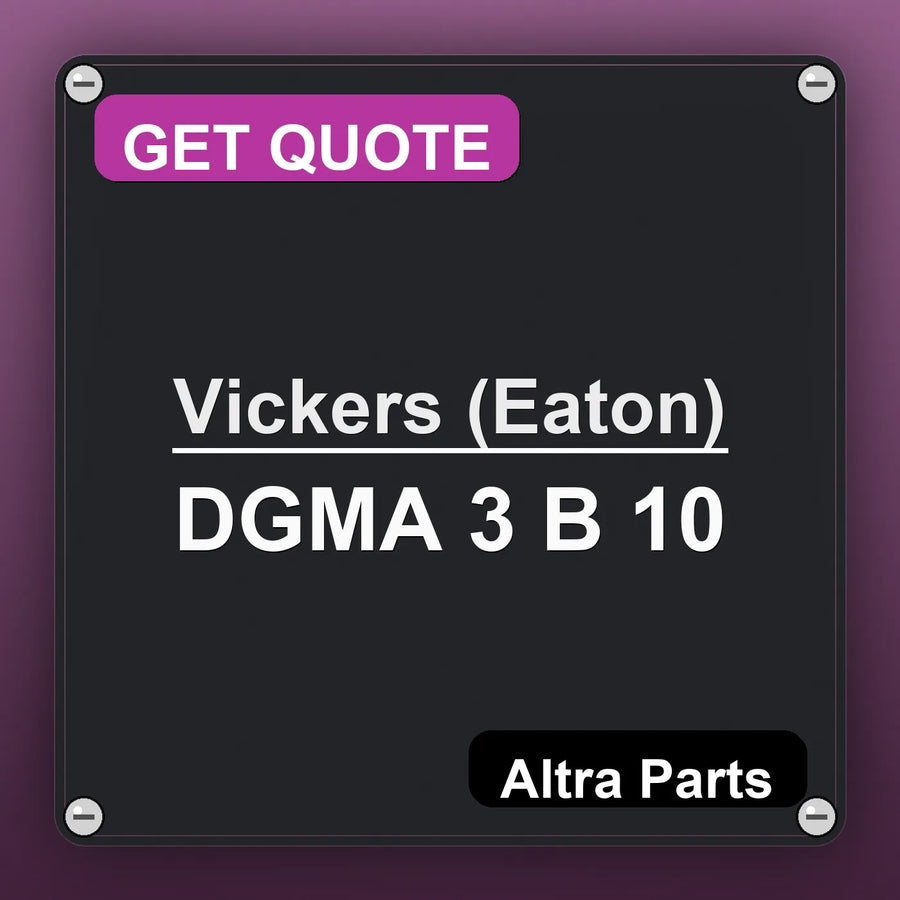 Vickers (Eaton) DGMA 3 B 10 industrial nameplate style image – Altra Parts. GET QUOTE.