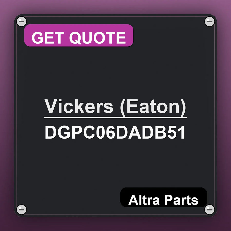 Vickers (Eaton) DGPC06DADB51 industrial nameplate style image – Altra Parts. GET QUOTE.