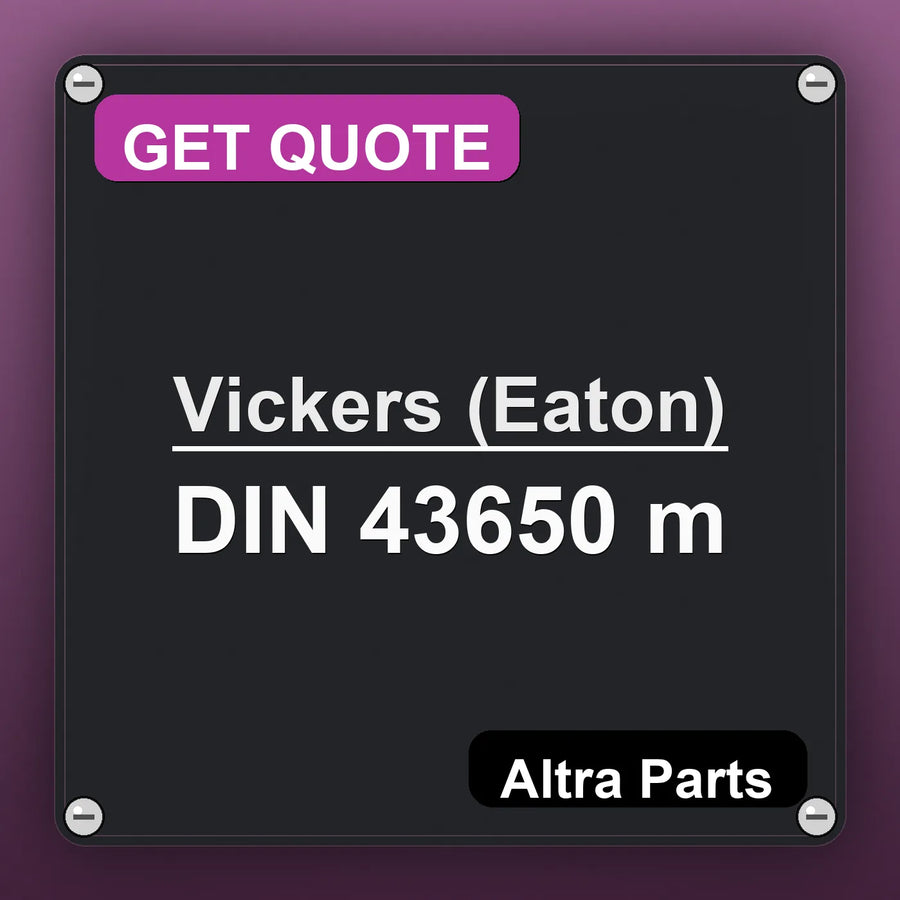 Vickers (Eaton) DIN 43650 m industrial nameplate style image – Altra Parts. GET QUOTE.