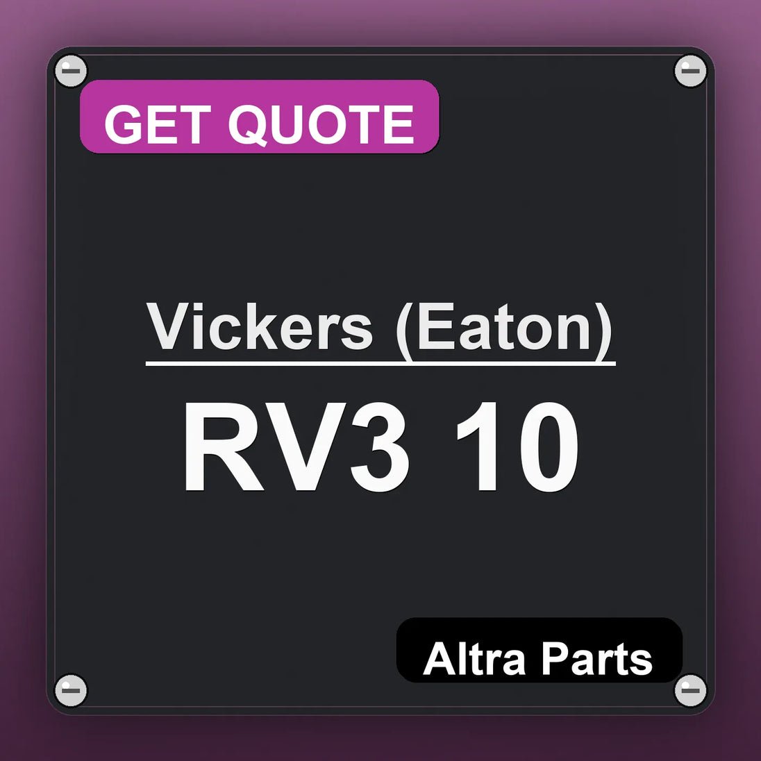 Vickers (Eaton) RV3 10 industrial nameplate style image – Altra Parts. GET QUOTE.