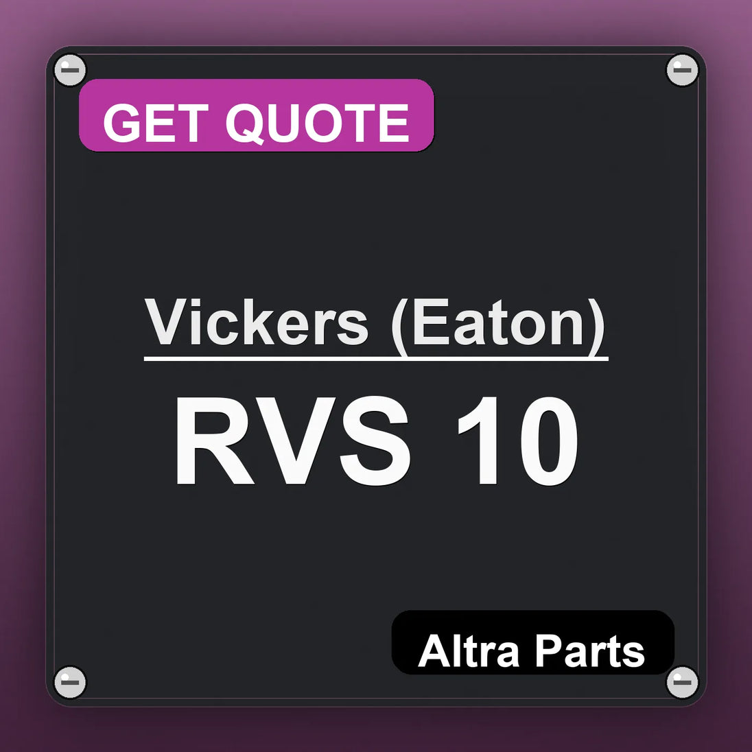Vickers (Eaton) RVS 10 industrial nameplate style image – Altra Parts. GET QUOTE.
