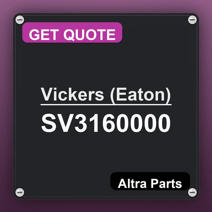 Vickers (Eaton) SV3160000 industrial nameplate style image – Altra Parts. GET QUOTE.