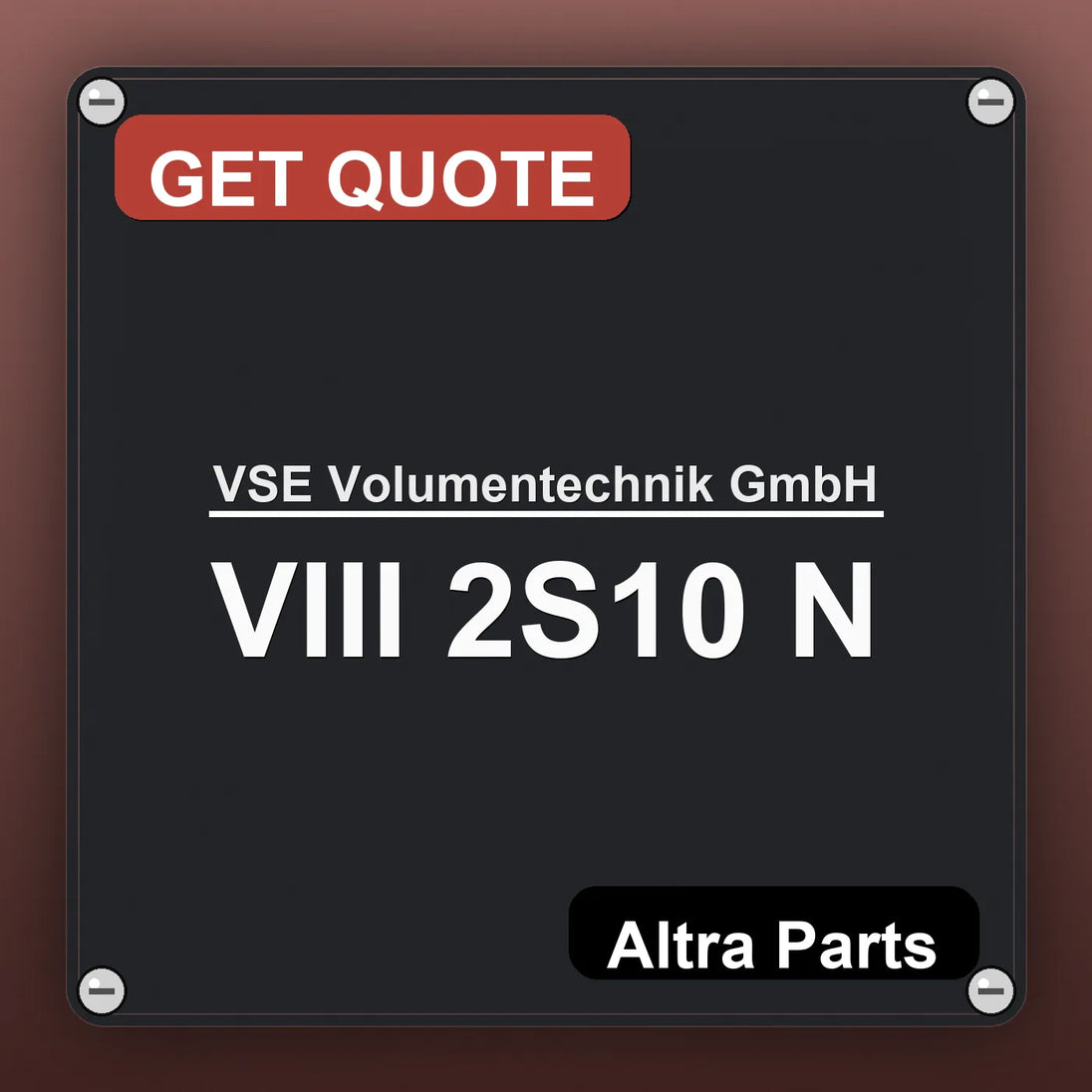 VSE Volumentechnik GmbH VIII 2S10 N industrial nameplate style image – Altra Parts. GET QUOTE.